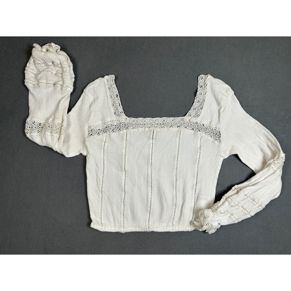 Brandy Melville Top Womens One Size White Boston Thermal Waffle Knit Cropped